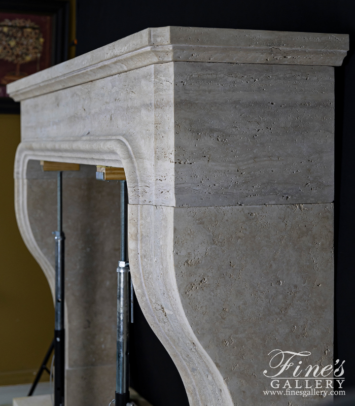 Marble Fireplaces  - Exquisite Oversized Italian Roman Travertine Mantelpiece - MFP-2645